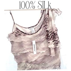 NWT 100% Silk Malcolm Co. animal one shoulder